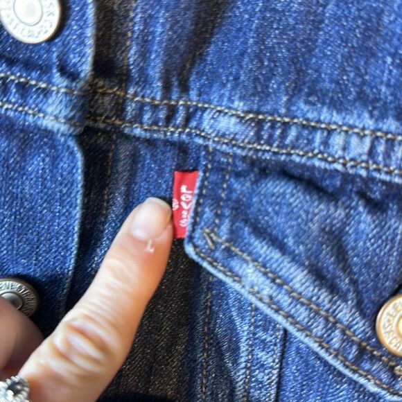 Levi’s Denim Womens Trucker Jacket Flower Tag size L Large Medium Wash - Picture 3 of 9